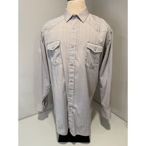 Roper Western Shirt Men's 2XL Gray Striped Cotton Long Sleeve Collared Button-Up